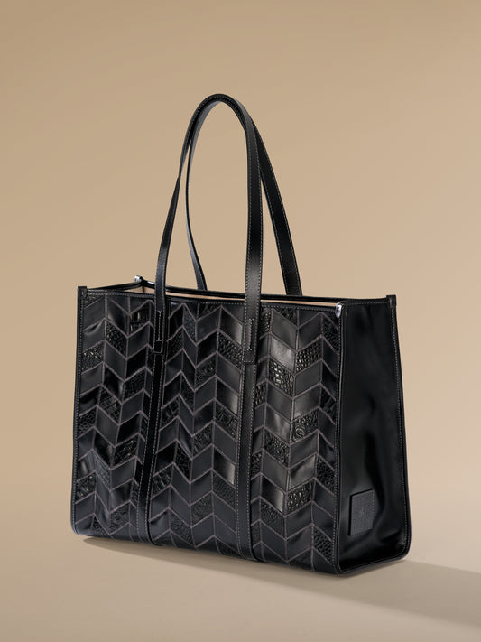 Shopping Chevron Black Bag