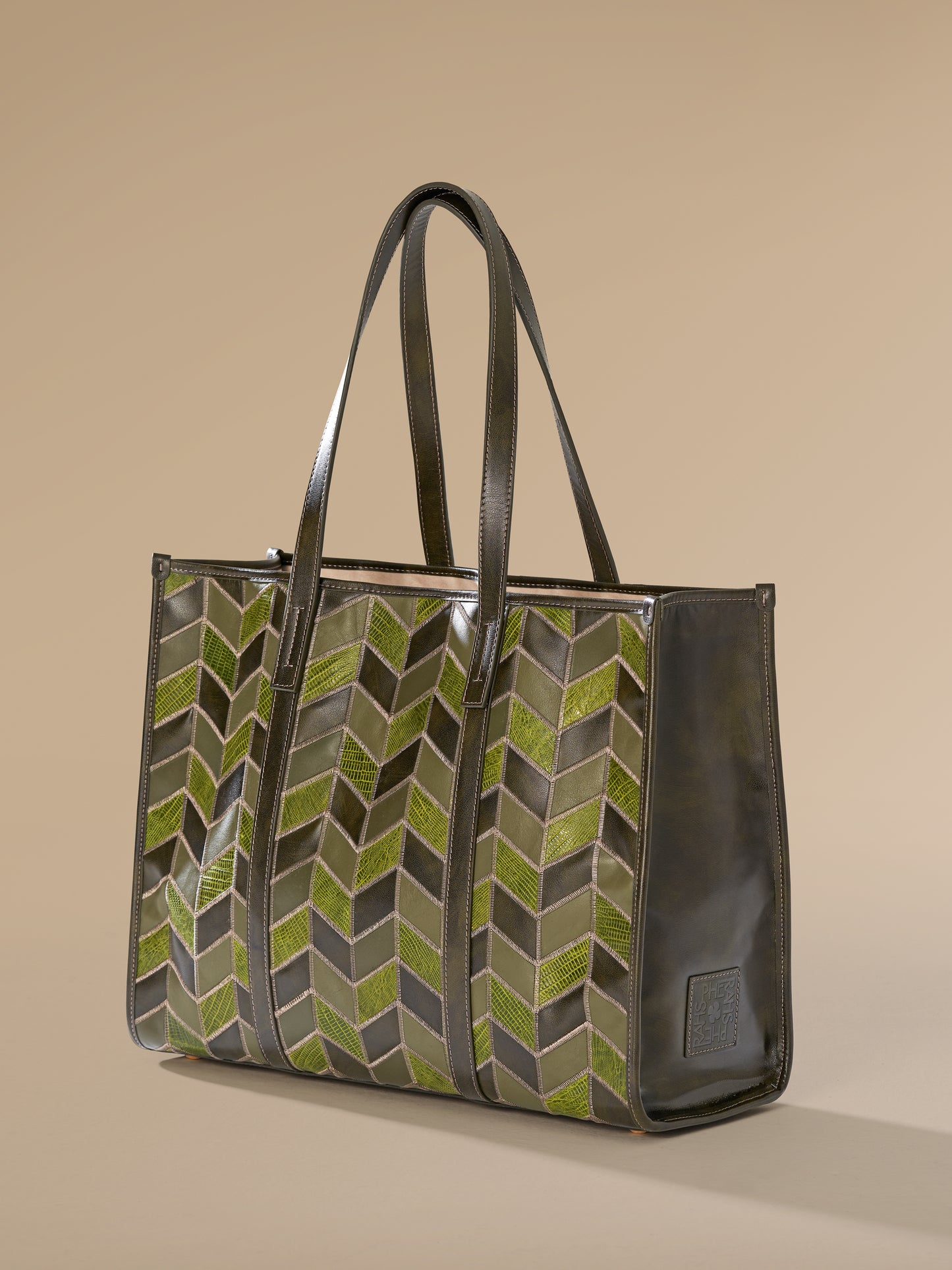 Shopping Chevron Green Bag